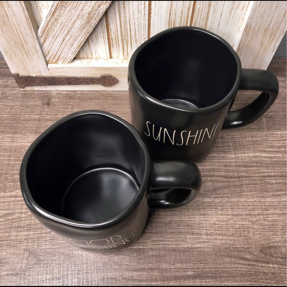 Rae Dunn Coffee Mug Collection Good Morning/Sunshine Black with White Lettering - Picture 2 of 4